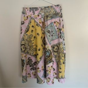 Flint and Moss Skirt Country Prairie Style Yellow, Pink & Blue, Size Large NWT